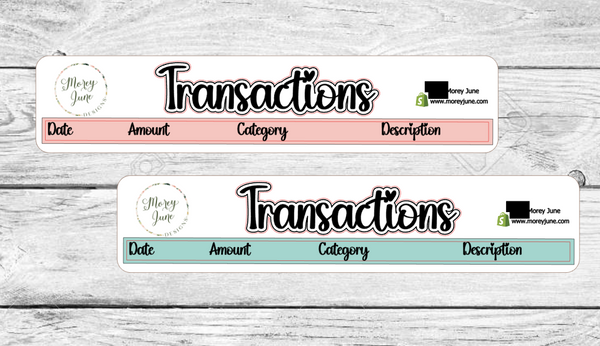 February Transactions Kit - Two Options