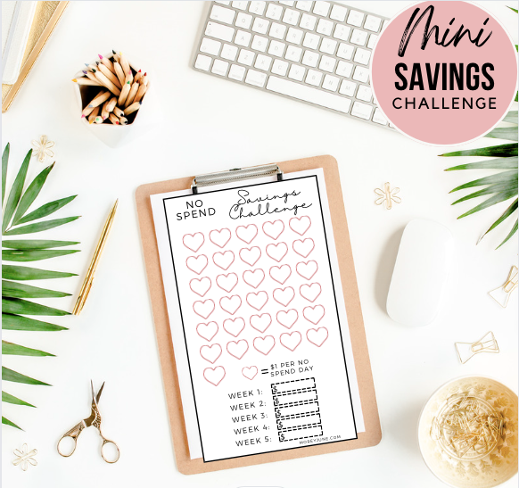 No Spend Savings Challenge | Mini Savings Challenge Trackers | Fits A6 or A7 Budget Binders