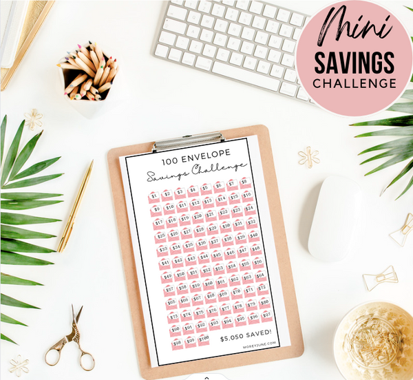 100 Envelope Savings Challenge | Mini Savings Challenge Trackers | Fits A6 or A7 Budget Binders