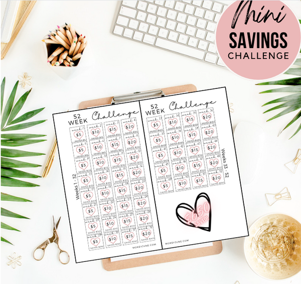 52 Week Savings Challenge | Mini Savings Challenge Trackers | Fits A6 or A7 Budget Binders
