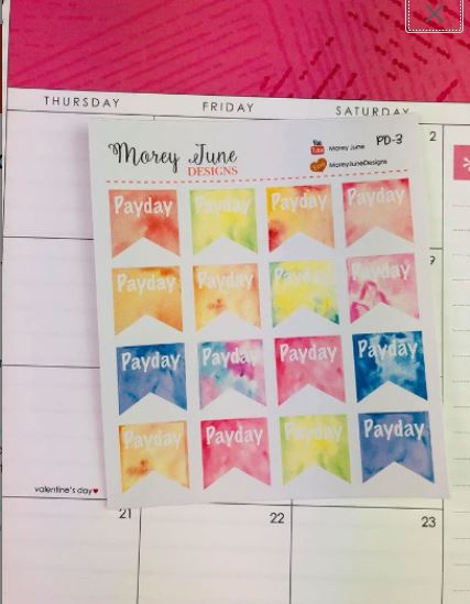 Pay Day Flag Planner Stickers - Multiple Options